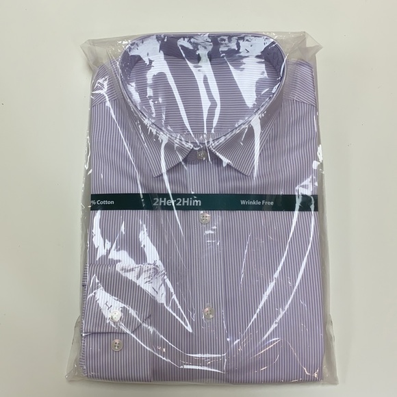 ✔️ Men’s burgundy stripe button down shirt (slim cut) - Picture 3 of 8